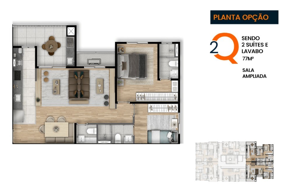 Apartamento à venda com 2 quartos e 1 suíte no Santa Fé, Campo Grande (MS) — foto 25 de 28